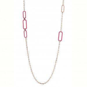Collar de oro rosado y esmaltado rosa modelo Estocolmo