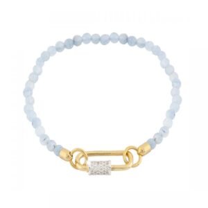 Pulsera de oro, cristales y piedras de jade celeste modelo Palermo