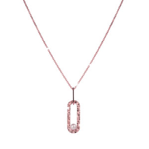 Collar de oro rosado con perla modelo R-Zero
