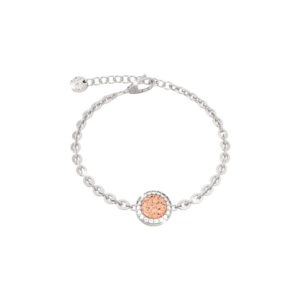 Pulsera de oro blanco y rosado con cristales modelo R-Zero