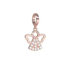 Charm de oro rosado y cristales Ángel