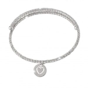 Pulsera de oro blanco y cristales – Corazón