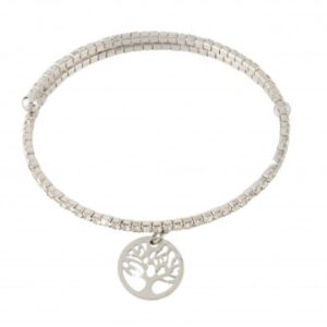 Pulsera de oro blanco y cristales – Árbol de la Vida