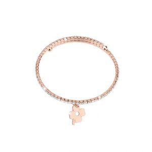 Pulsera de oro rosado y cristales – Trébol