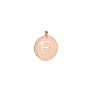Charm de oro rosado letra F