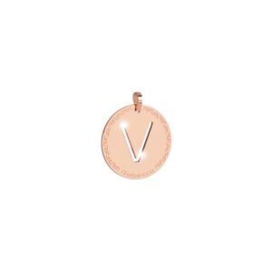 Charm de oro rosado letra V