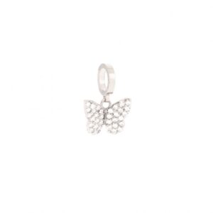 Charm de oro blanco y cristales Mariposa