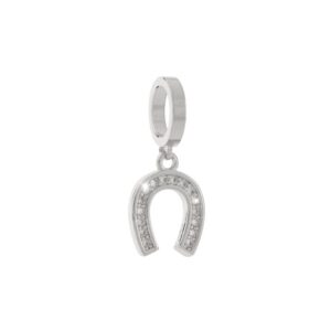 Charm de oro blanco y cristales Herradura