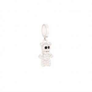 Charm de oro blanco y cristales Oso