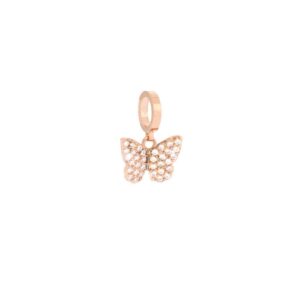 Charm de oro rosado y cristales Mariposa