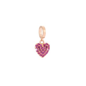 Charm de oro rosado y cristales rosados Corazón