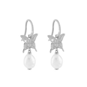 Aros de oro blanco con perlas de mariposa