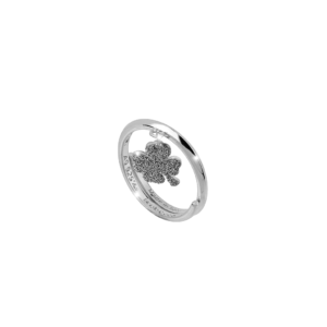 Anillo con colgante de trébol y polvo de diamantes modelo Jolie