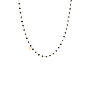 Collar largo de oro amarillo y piedras negras modelo Pepite