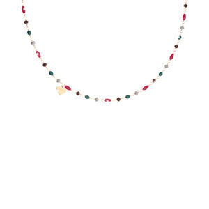 Collar de oro amarillo y piedras multicolores modelo Pepite